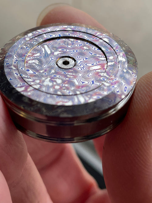TEC Accessories Keychain Measuring Tape Damascus-Finish Titanium Removeable  Clip