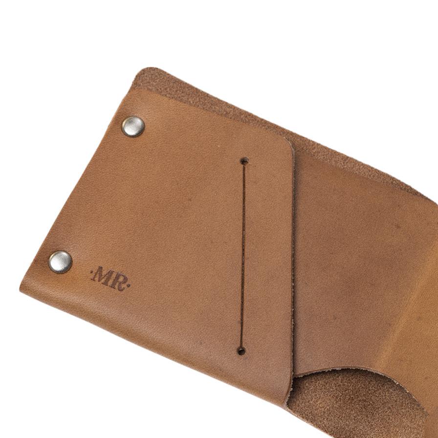 Mens Leather Chain Wallet - Slim - USA Made, Stainless Steel Chain, Brown, Monogrammed, Full Grain Leather, Handmade by Mr. Lentz