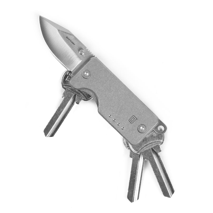Shorty Knife + Key Organizer - Stonewashed Clip Point Blade